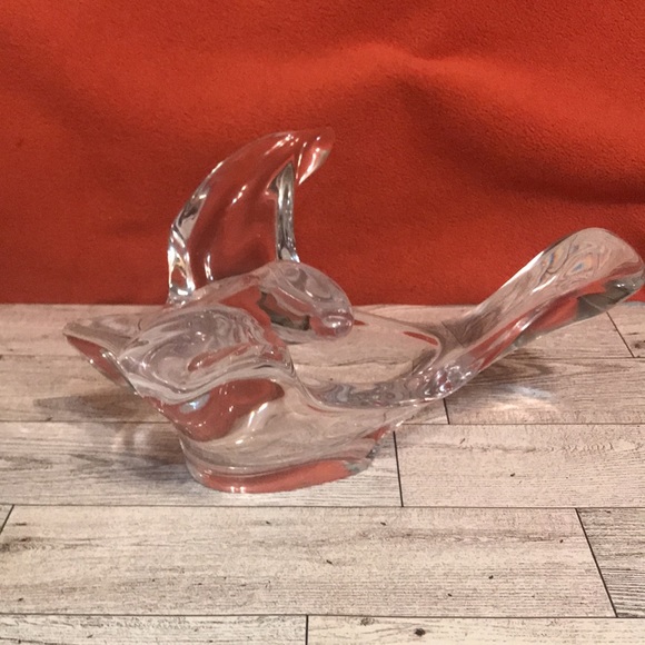 CRYSTAL Bird / Dove Pipe HOLDER or candy dish .. from France - Picture 3 of 5